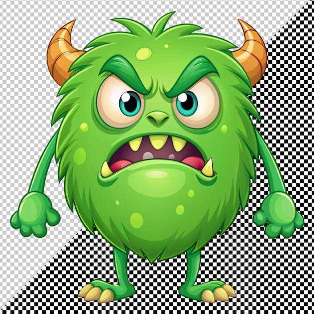 PSD angry green monster vector on transparent background