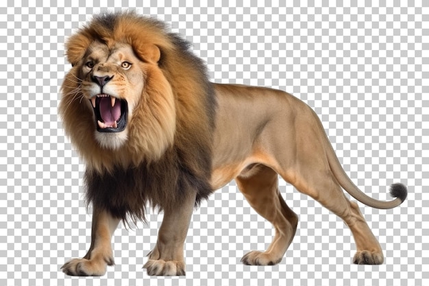 Angry lion isolated on transparent background