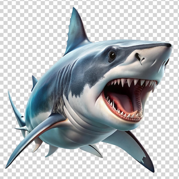 PSD angry shark isolated on transparent background