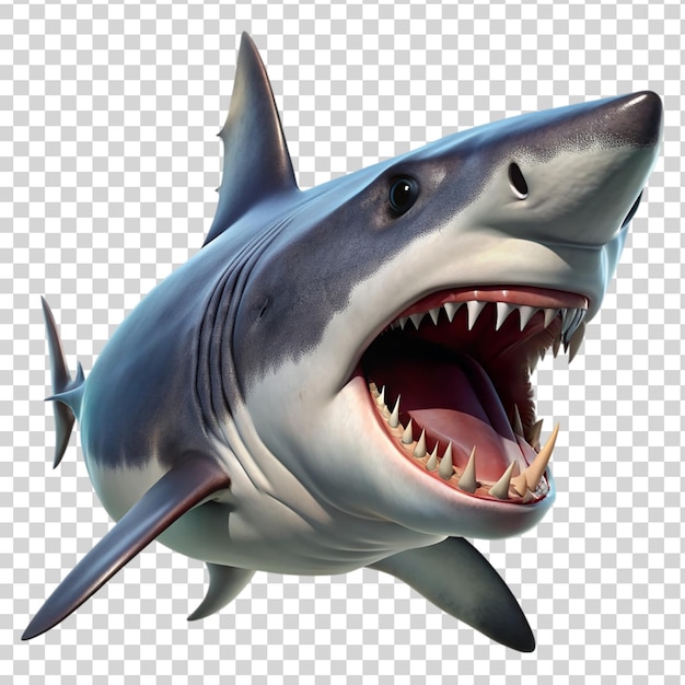 PSD angry shark isolated on transparent background