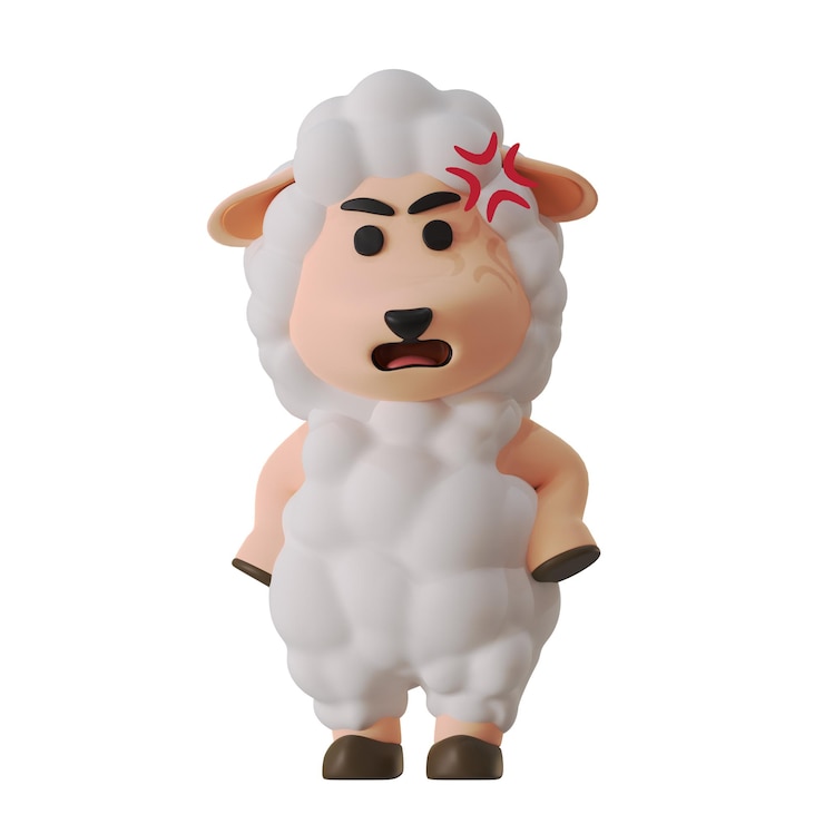 PSD angry sheep mascot animal 3d