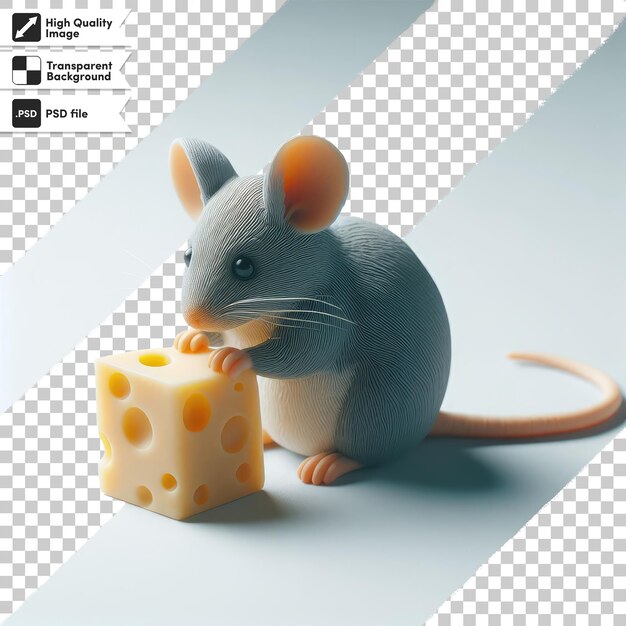 PSD animacja myszy psd i kawałek sera na przezroczystym tle