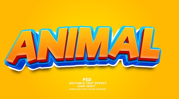 Animal 3d editable text effect psd template