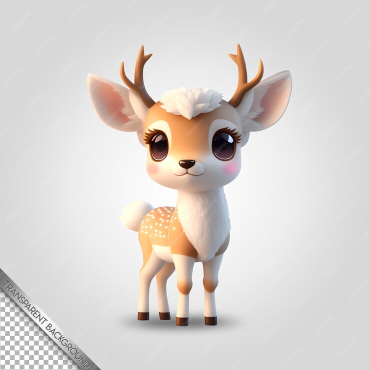 Premium PSD | Animal chibi style transparent background