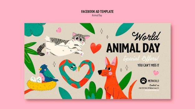 Animal day celebration facebook template