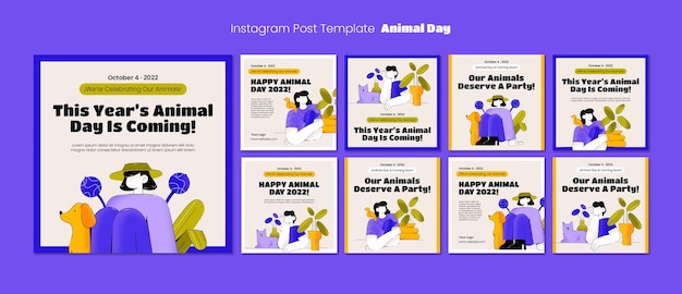 PSD post di instagram per la celebrazione del giorno degli animali