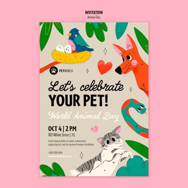 Animal day celebration invitation