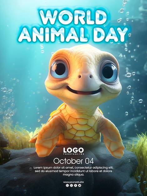 PSD animal day celebration poster template