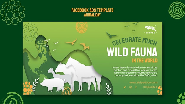 animal day facebook ad design template