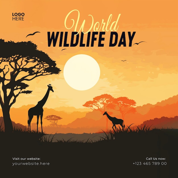 Animal day instagram post design template wereld natuur dag social media post en template