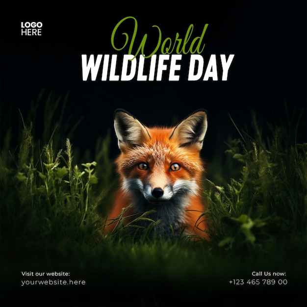 PSD animal day instagram post design template world wildlife day social media post and template