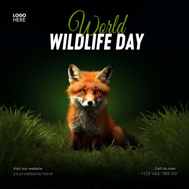 PSD animal day instagram post design template world wildlife day social media post and template