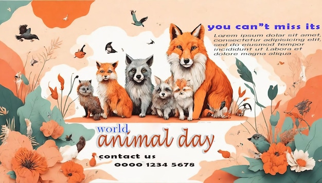 PSD animal day landing page design template