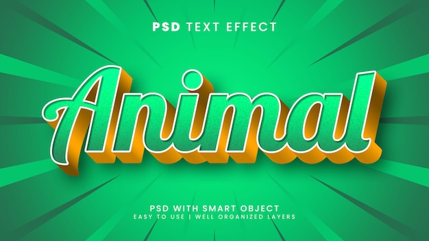 Редактируемый текстовый эффект животных с зеленым и тропическим стилем текста