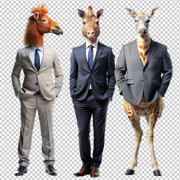 PSD animal head in business suit on transparent background