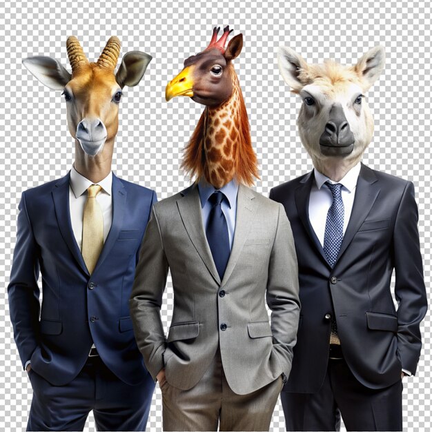 PSD animal head in business suit on transparent background