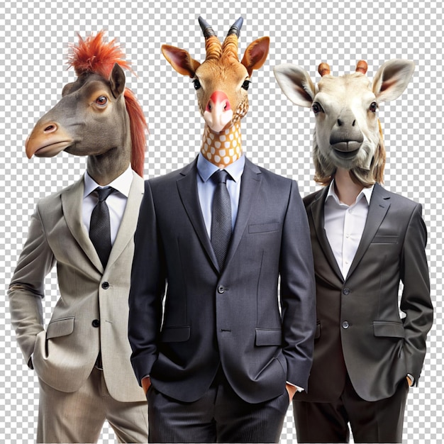 Animal head in business suit on transparent background