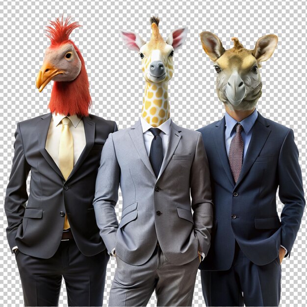 PSD animal head in business suit on transparent background