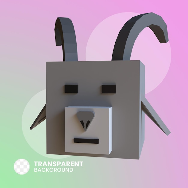 PSD animal head icon 3d ilustration