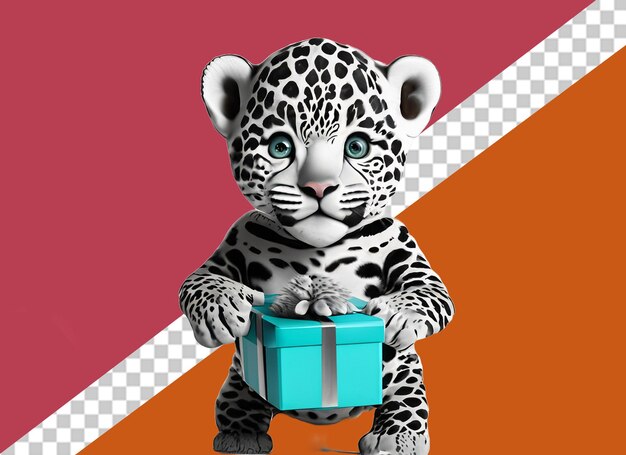 Animal holding gift