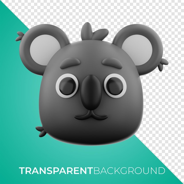 PSD animal koala icon 3d rendering on isolated background png