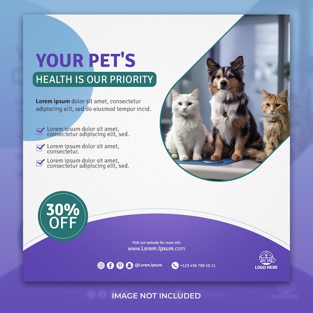 Animals pet care social media square post design