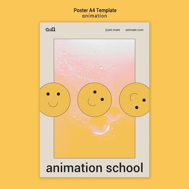 PSD animatieschool a4 poster sjabloon