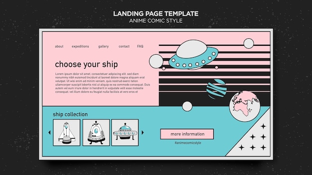 PSD anime comic style landing page template