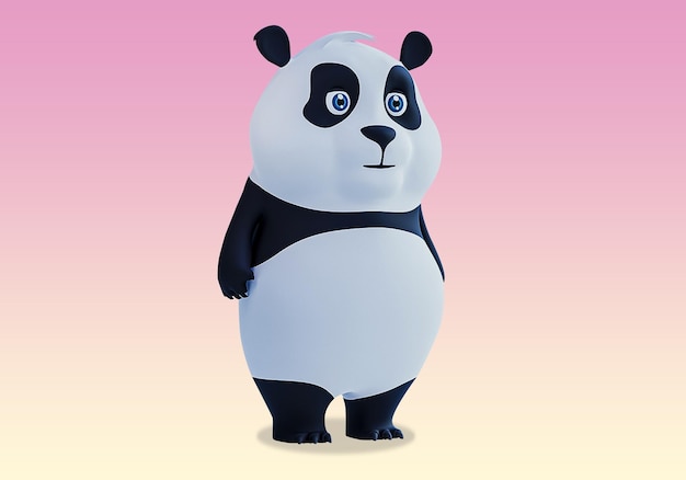 Animowana panda z różowym tłem