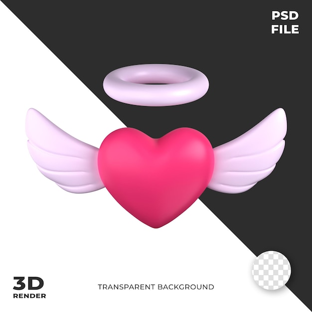 PSD anioł serca walentynki ikona 3d