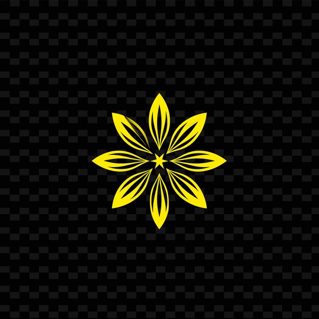 PSD logo monogramma di semi di anice con foglie decorative e una stella o nature herb vector design collections
