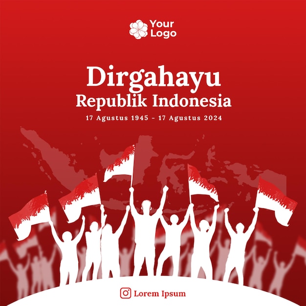 Anniversary of the Republic of Indonesia with a red gradient background