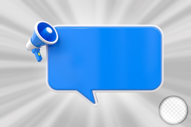Announcement megaphone with speech bubble 3d render