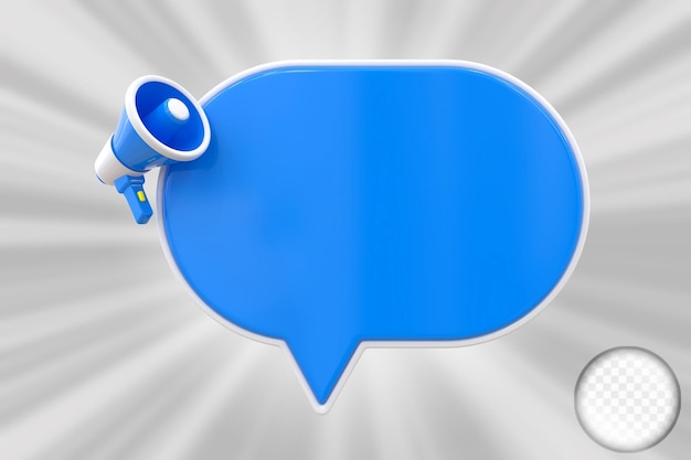 Announcement megaphone with speech bubble 3d render