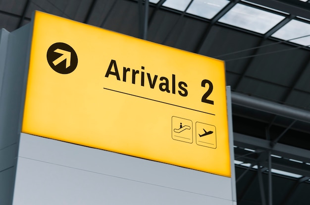 Announcement screen mockup at the airport