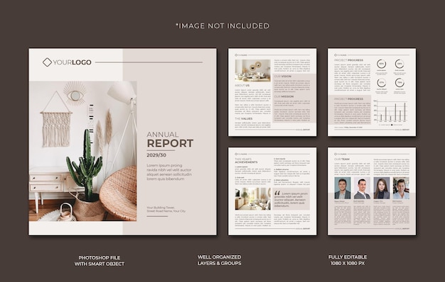 PSD annual report company presentation social media post template