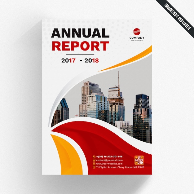Annual report mockup with wavy shapes