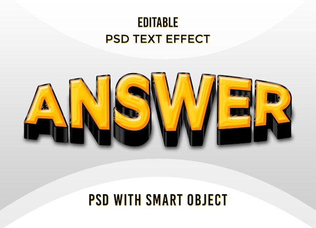 Answer text effect yellow 3d