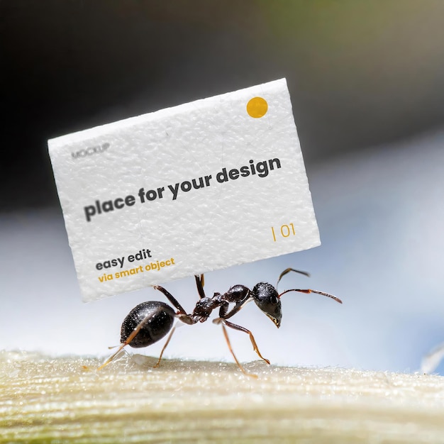 PSD ant carrying sign mockup 05 generative ai