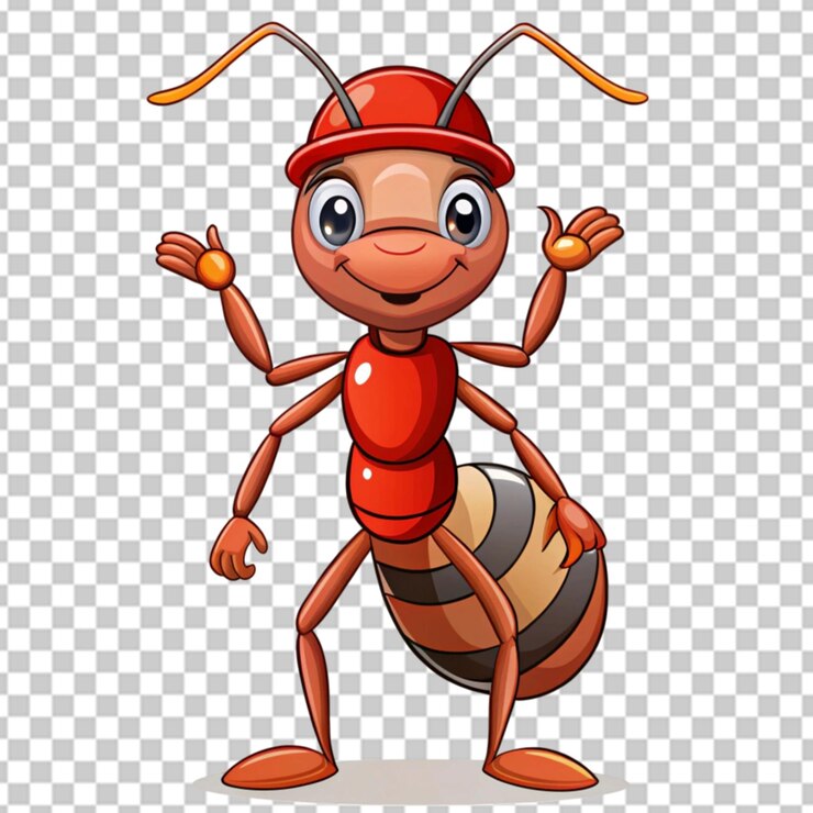 PSD ant cartoon clip art on white background