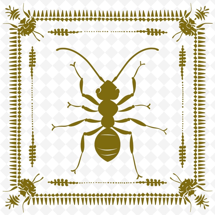 PSD ant line art with legs and antennae for decorations in the f outline scribble arts of nature decor