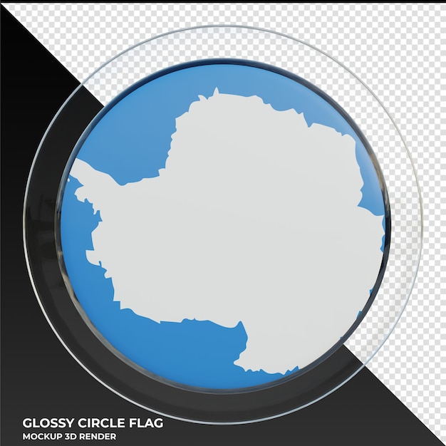 PSD antarctica realistic 3d textured glossy circle flag