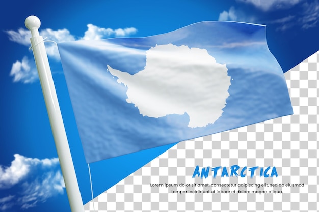 Antarctica realistic flag 3d render isolated or 3d antarctica waving flag illustration