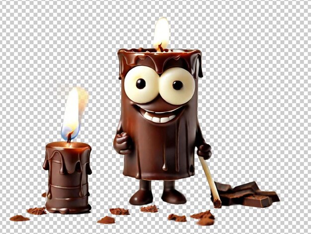 PSD anthropomorphic character burning chocolate