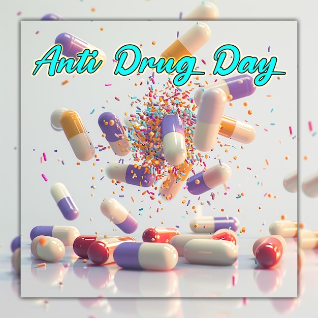 PSD anti drug day and international day against drug abuse for social media design