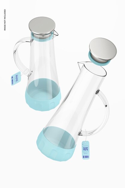 Anti-Skidding Glass Water Jars Mockup, Floating