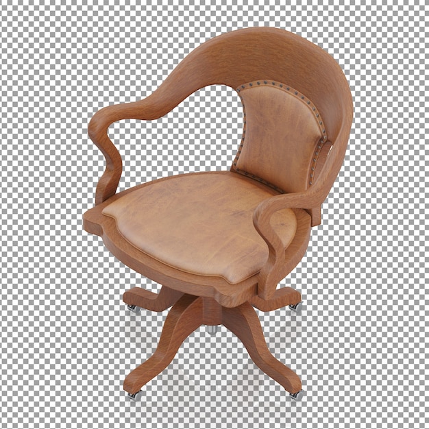 Antieke houten isometrische stoel