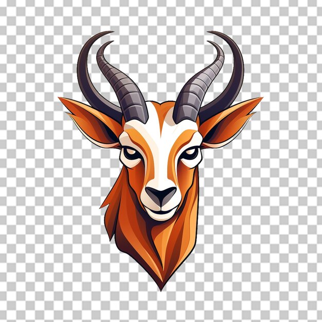 PSD antilope mascotte logo op transparante achtergrond