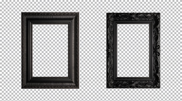 PSD antique black rectangular frames isolated on a transparent background png