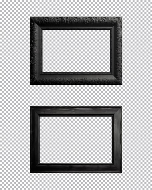 PSD antique black rectangular frames isolated on a transparent background png